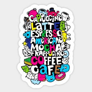 doodle popular coffee drinks Sticker